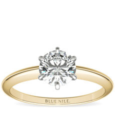 Classic Six-Claw Solitaire  Engagement Ring in 18k Yellow Gold